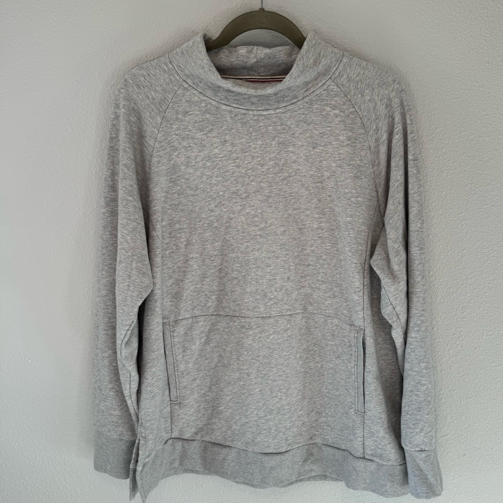 Lands' End Long Slv Serious Sweats Funnelneck Sweatshirt Gray XL 18